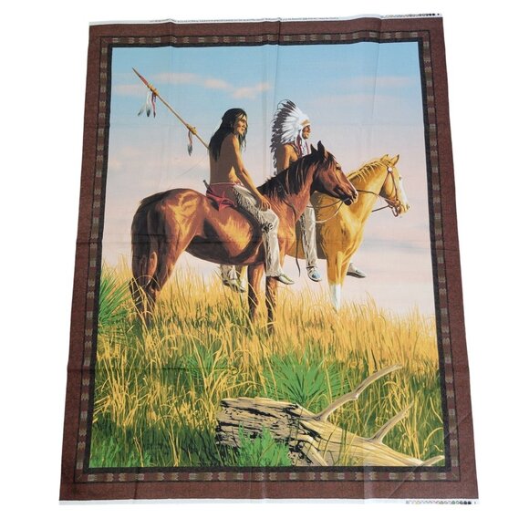 Native American-Themed Fabric Panel Jim Hautman Art By Cranston 35" X 44" Cotton - Picture 1 of 4